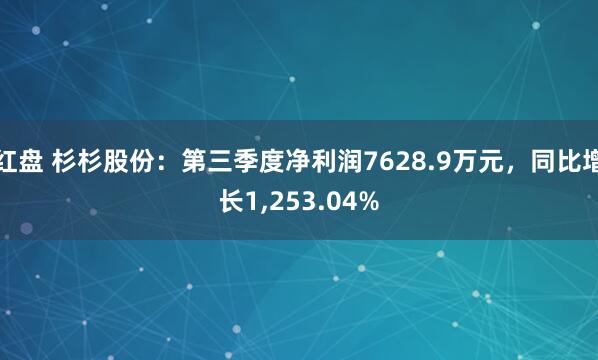 红盘 杉杉股份：第三季度净利润7628.9万元，同比增长1,253.04%
